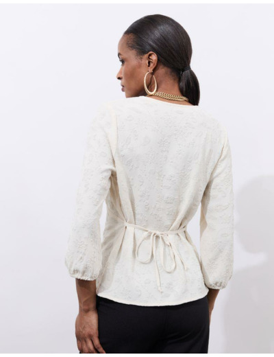 Blouse manches 3/4 unie ECRU Femme