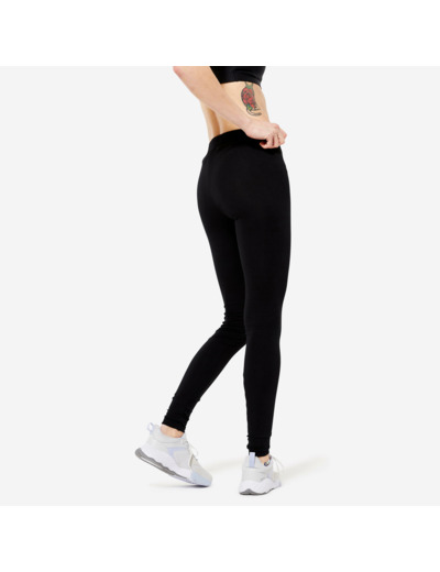 Legging fitness long coton extensible femme - Fit+ noir