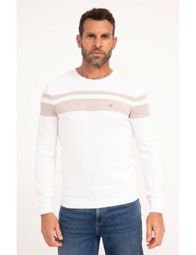 Pull col rond rayé Natural