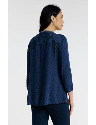 Blouse boutonnée mix matières