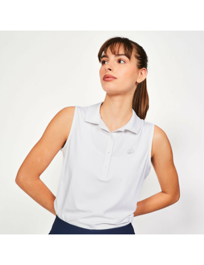 Polo de golf débardeur sans manches femme, WW500 blanc