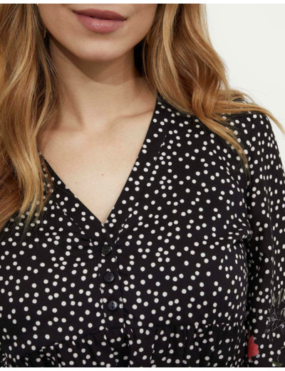 Robe courte imprimé à fleurs NOIR