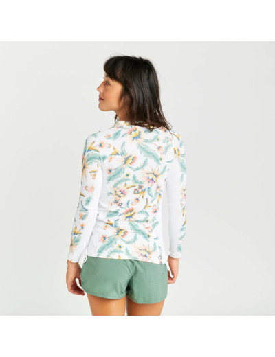 Tee shirt anti uv manches longues femme - 500 belly blanc