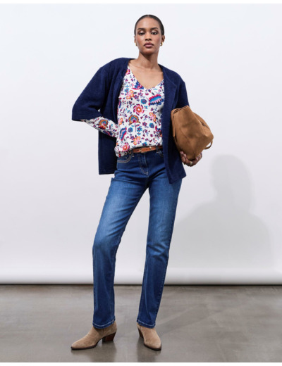 Pull fin imprimé ECRU Femme