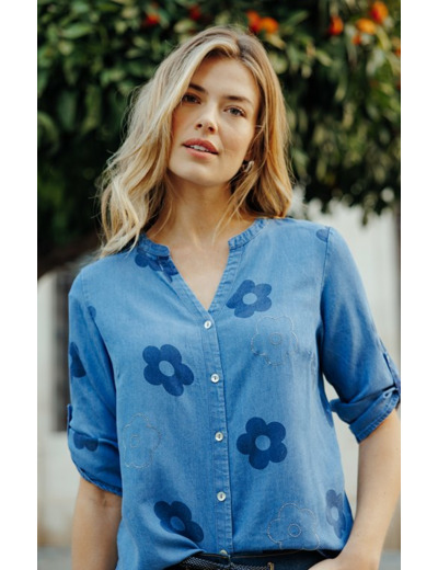 Blouse imprimée à strass en lyocell