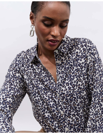 Chemisier manches longues imprimé MARINE Femme