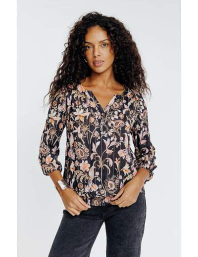 Tunique col rond avec bas smocké