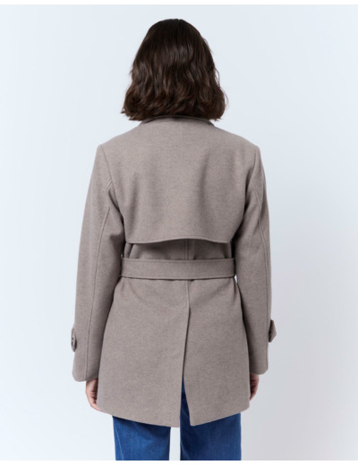 Manteau court uni TAUPE Femme