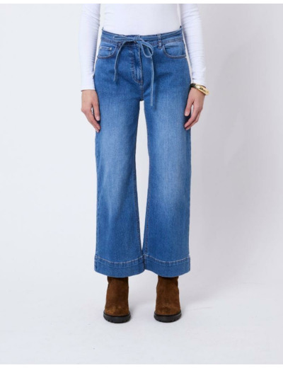 Jean cropped en denim BLEU CLAIR Femme