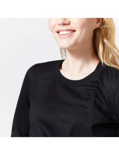 T-shirt manches longues Fitness Femme - 100 Noir