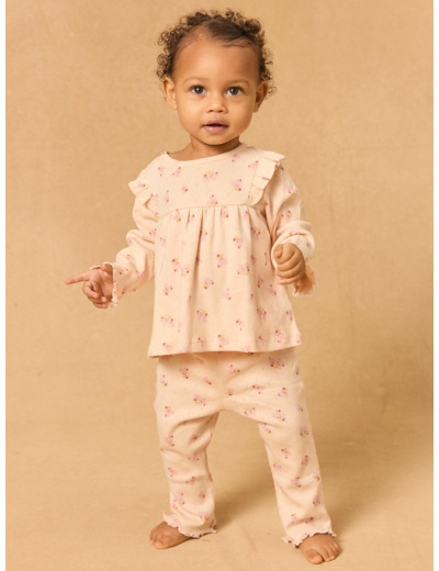 Pyjama en maille ajourée et imprimée