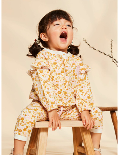 Haut de jogging écru à fleurs