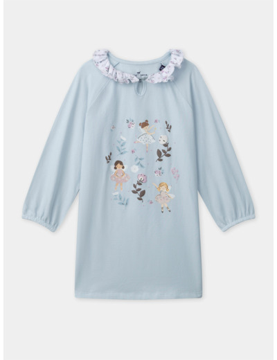 Chemise de nuit bleu clair imprimée fée et legging fleuri Fille