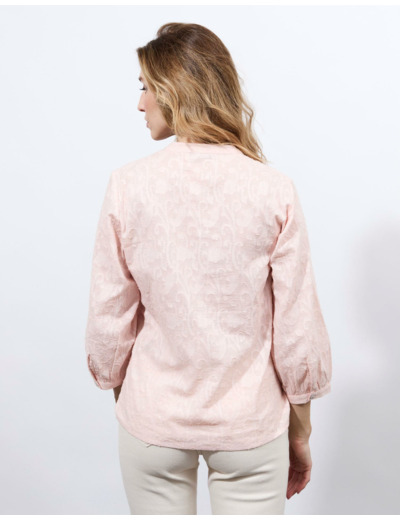 Blouse manches 3/4 unie ROSE Femme