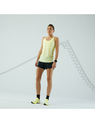 Débardeur running sans couture femme - kiprun run 500 confort jaune