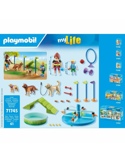 AIRE DE JEUX POUR CHIENS ET PERSONNAGES PLAYMOBIL MY LIFE 71745