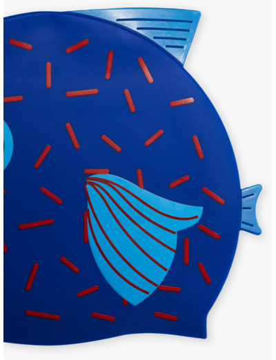 Bonnet de piscine bleu encre poisson