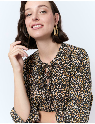 Robe courte imprimé léopard MARRON