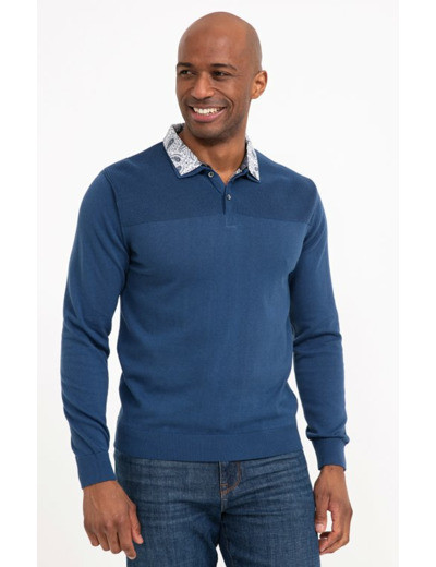 Pull col polo chemise manches longues