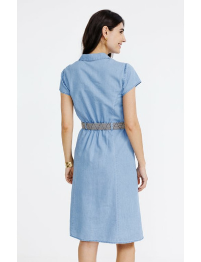 Robe chemise avec ceinture rafia