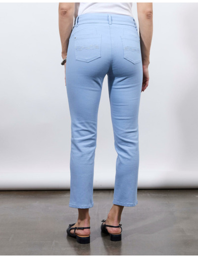 Pantalon pantacourt slim uni BLEU CIEL Femme