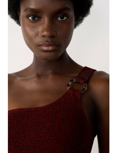 Maillot de bain 1 pièce asymétrique en matière extensible