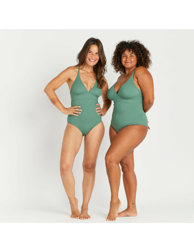 Maillot de bain 1 pièce texturé Femme - Bea kaki