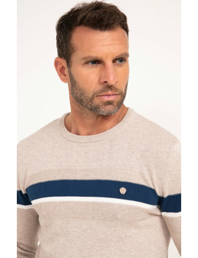 Pull col rond rayé Multiray