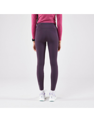 Legging chaud de running Femme, KIPRUN Run 500 Warm Aubergine