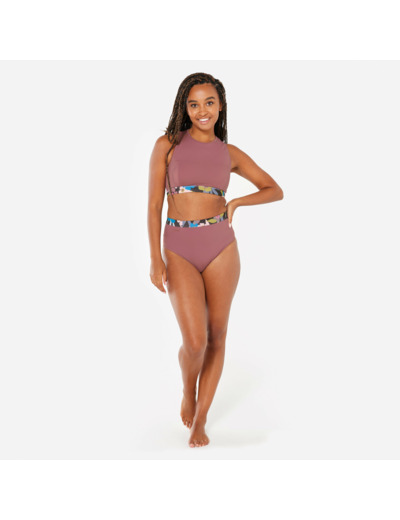 Bas de maillot culotte taille haute surf Femme - Rosa violet
