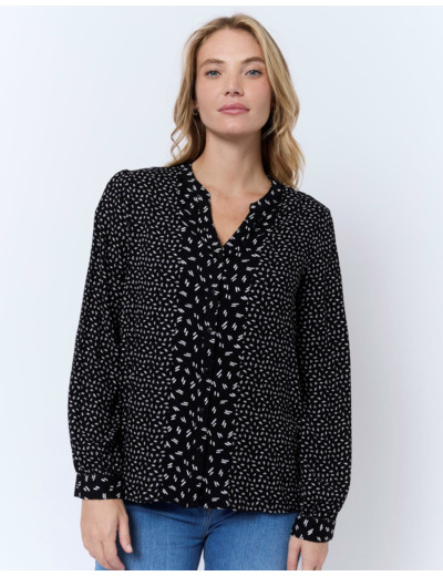 Blouse manches longues imprimée NOIR Femme