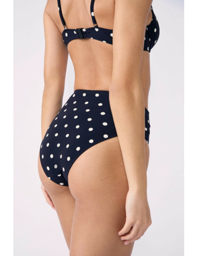 Culotte bikini taille haute à pois