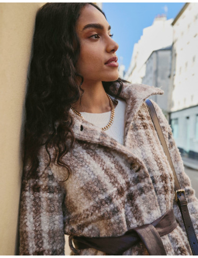 Manteau à carreaux BEIGE Femme