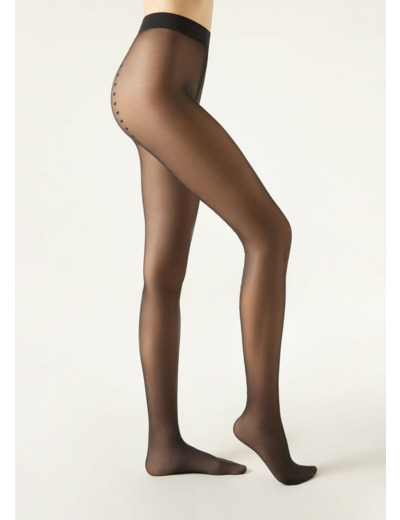 Collant transparent avec ligne à cœurs