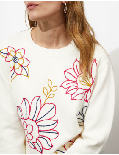 Pull épais à motifs ECRU Femme