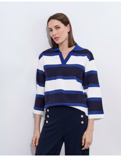 Pull épais rayé MARINE Femme