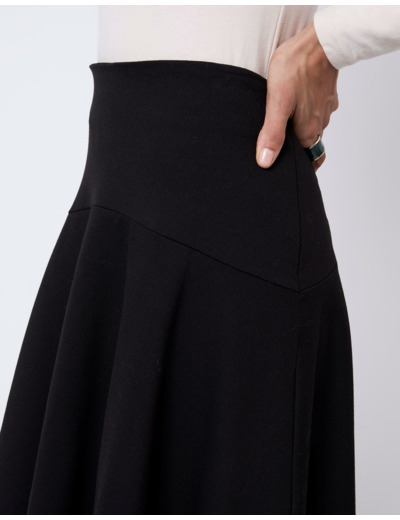 Jupe midi unie NOIR