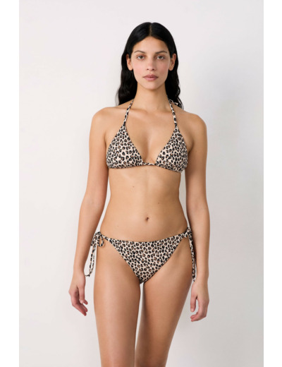 Culotte bikini ficelle bas de maillot à nouer imprimé léopard