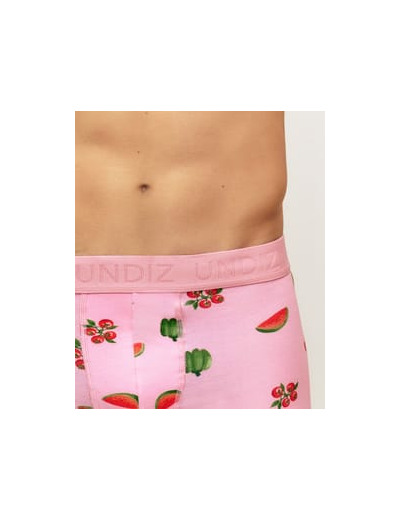 Boxer rose en coton motifs fruits