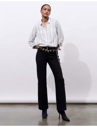 Chemisier manches longues rayé BLANC Femme