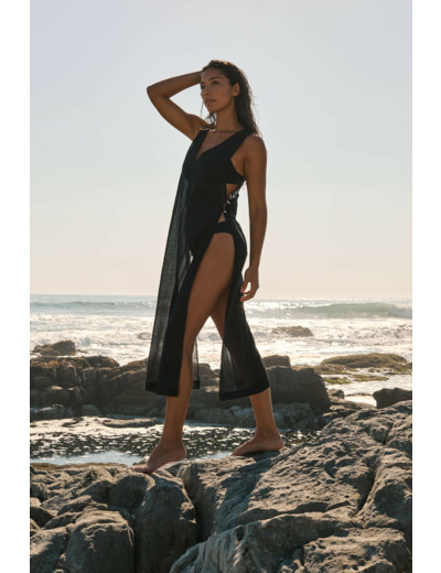 Robe longue en coton avec détail bijou,Robe longue en coton avec détail bijou;${refinementColor}