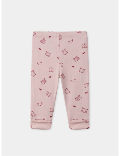 Pyjama rose imprimé tête de chats et coeurs Bébé Fille
