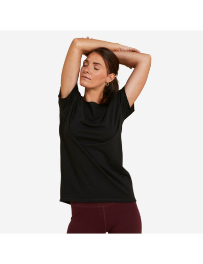 T-SHIRT YOGA DOUX FEMME NOIR