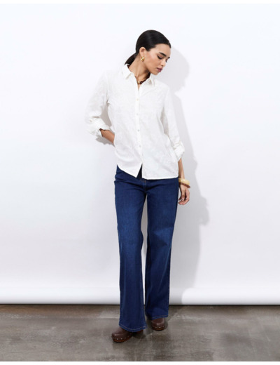 Chemisier manches longues imprimé BLANC Femme