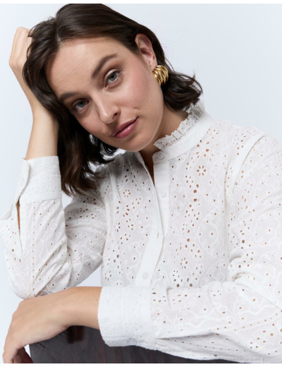 Blouse manches longues unie BLANC Femme
