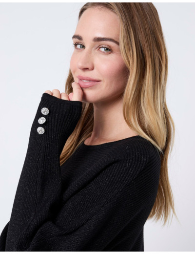 Pull fin uni NOIR Femme