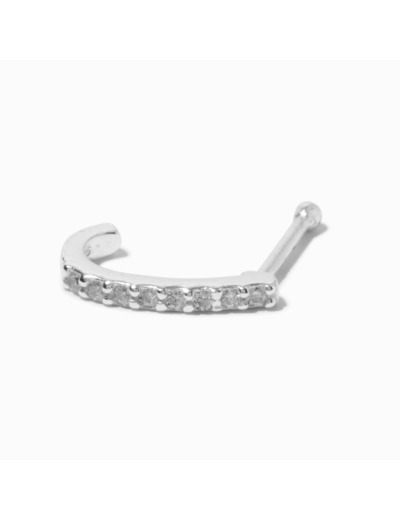 Anneau de nez 0,6 mm pavé en zircon cubique couleur argentée