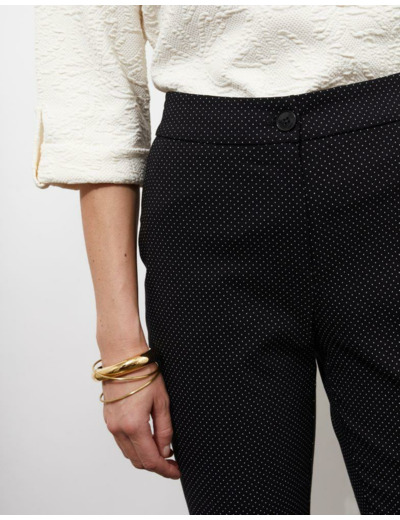 Pantalon 7/8 cigarette à pois NOIR Femme