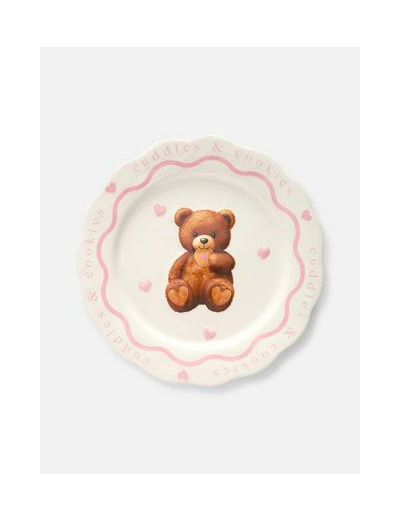 Assiette ondulée à motif ours en peluche