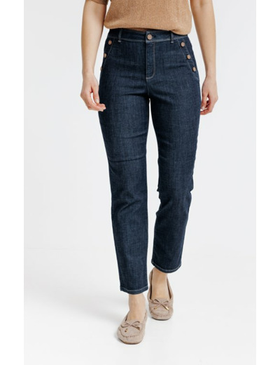 Pantalon denim coupe droite forme pont